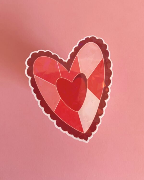 Glass Heart Holographic Sticker - Image 2