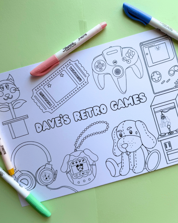 Dave’s Retro Games ‘Gaming Elements’ Colouring Sheet - Image 2