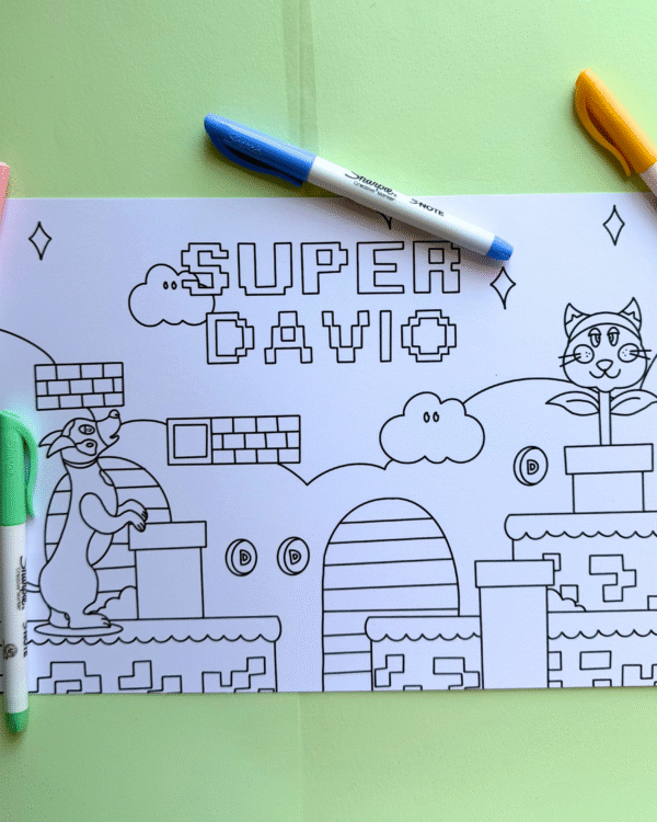 Dave’s Retro Games ‘Super Davio’ Colouring Sheet - Image 2
