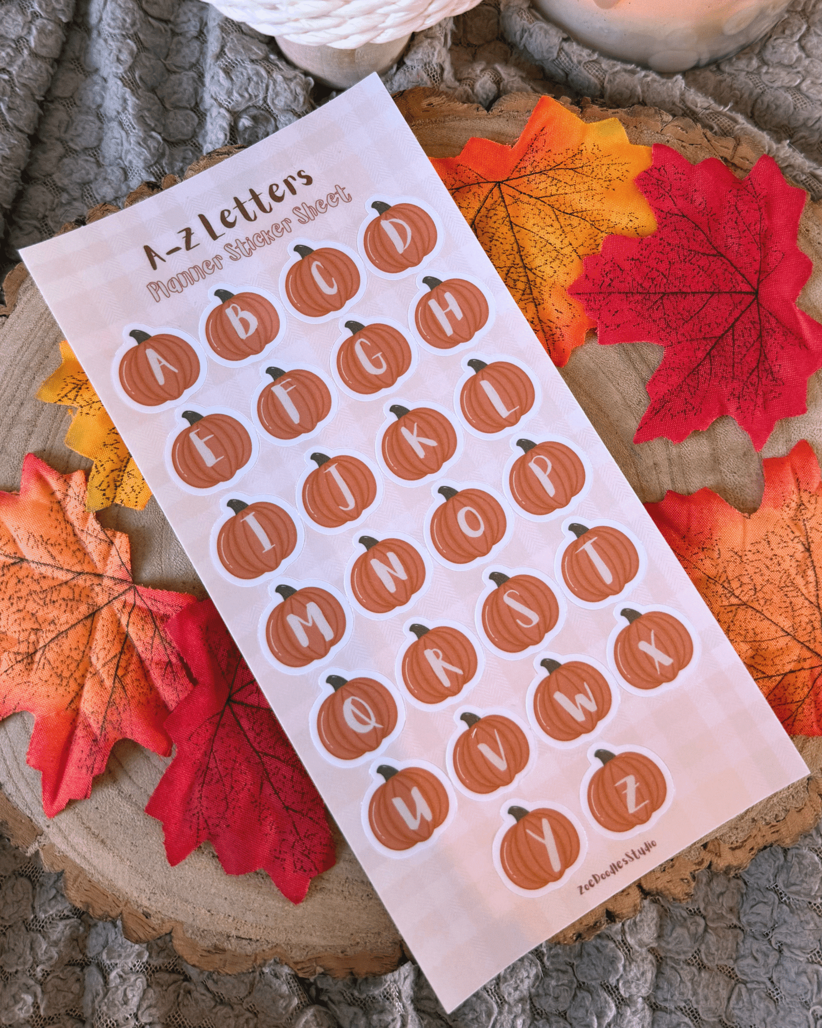 A-Z Pumpkin Letters Planner Sticker Sheet