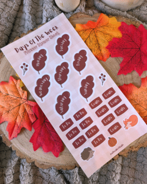 Woodland Leaves Days of the Week Planner Sticker Sheet