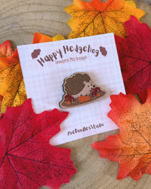 Happy Hedgehog Wooden Pin