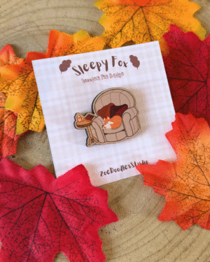 Sleepy Fox Wooden Pin