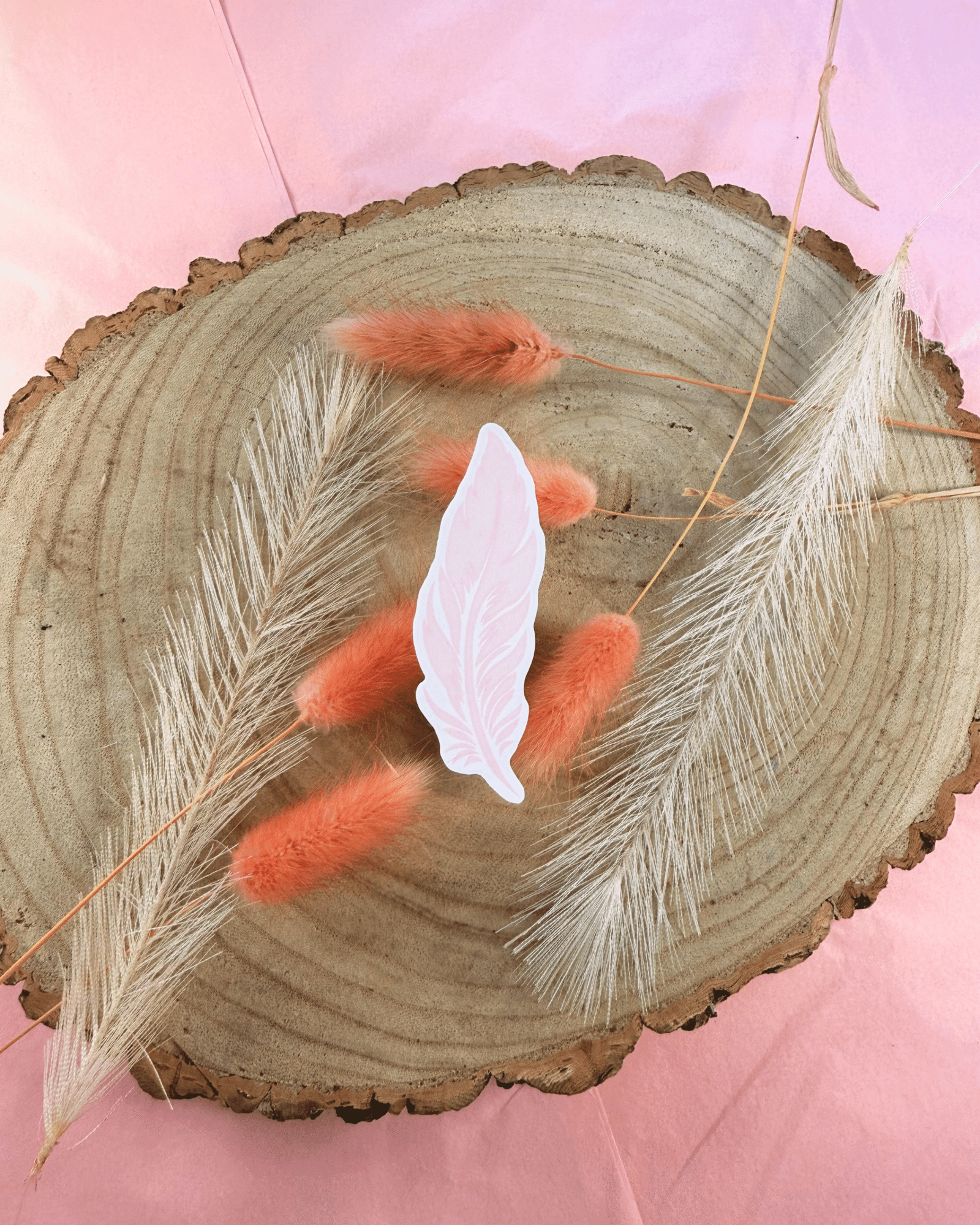 Fallen Feather (Pink) Waterproof Sticker