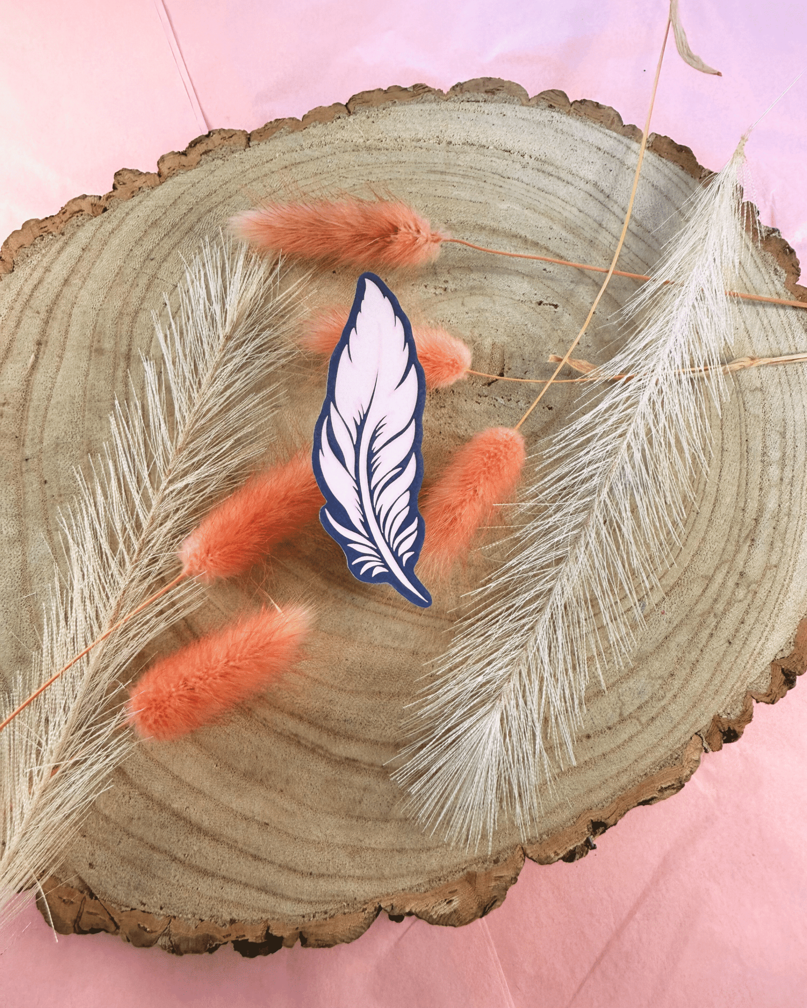 Fallen Feather (Navy) Waterproof Sticker