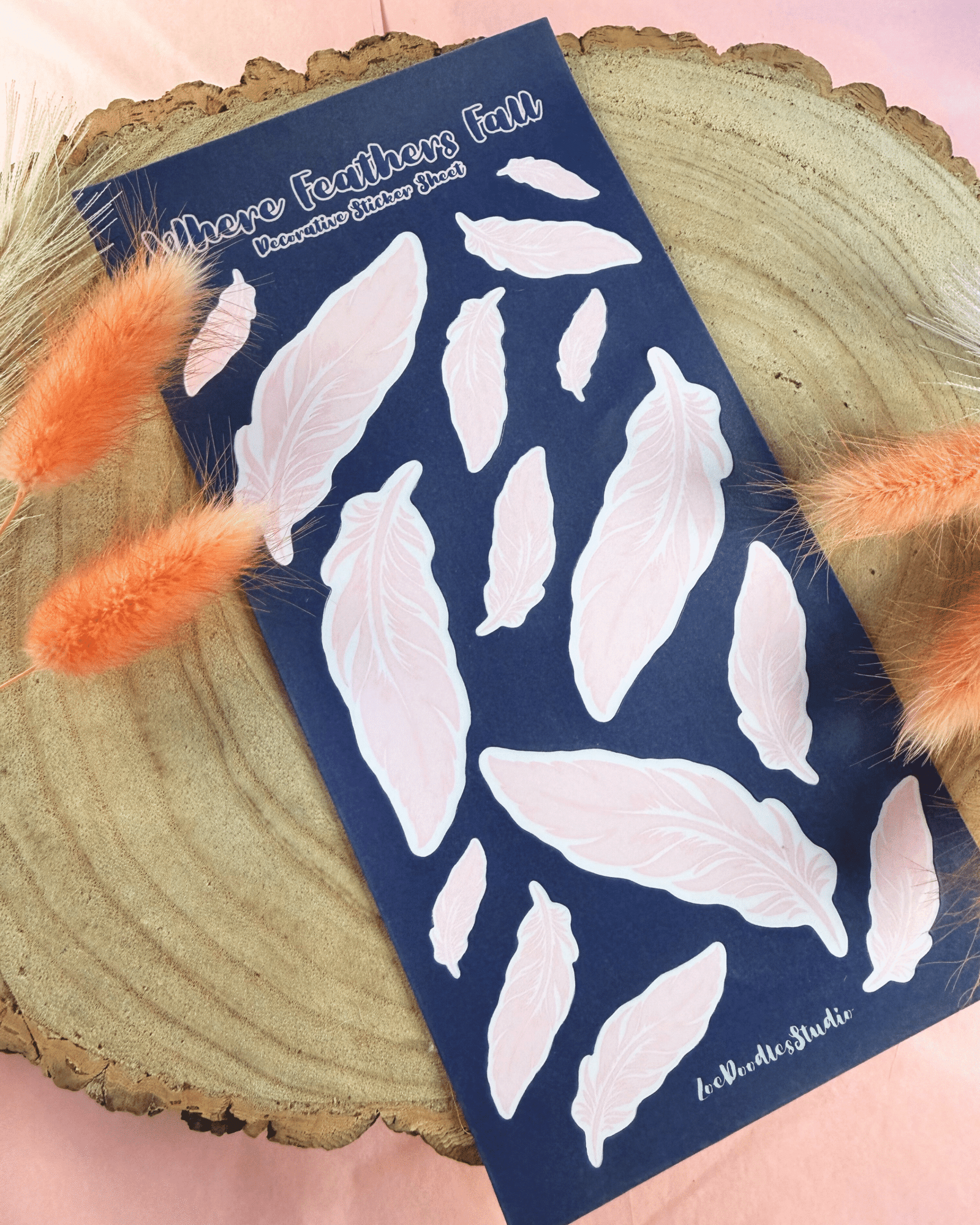 Where Feathers Fall (Navy) Decorative Sticker Sheet